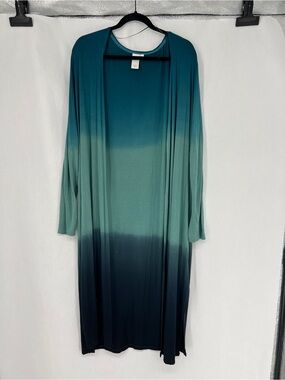 Ady P Teal Ombre Longline Women’s Duster Cardigan